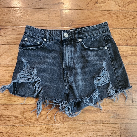 Zara Pants - Zara Distressed Faded Black Denim Shorts